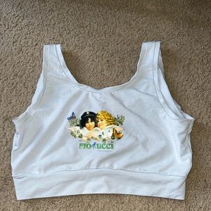Size medium cropped Fiorucci tank top, stretchy material